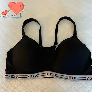XOXO Women's Black Sport Bra with Logo Band